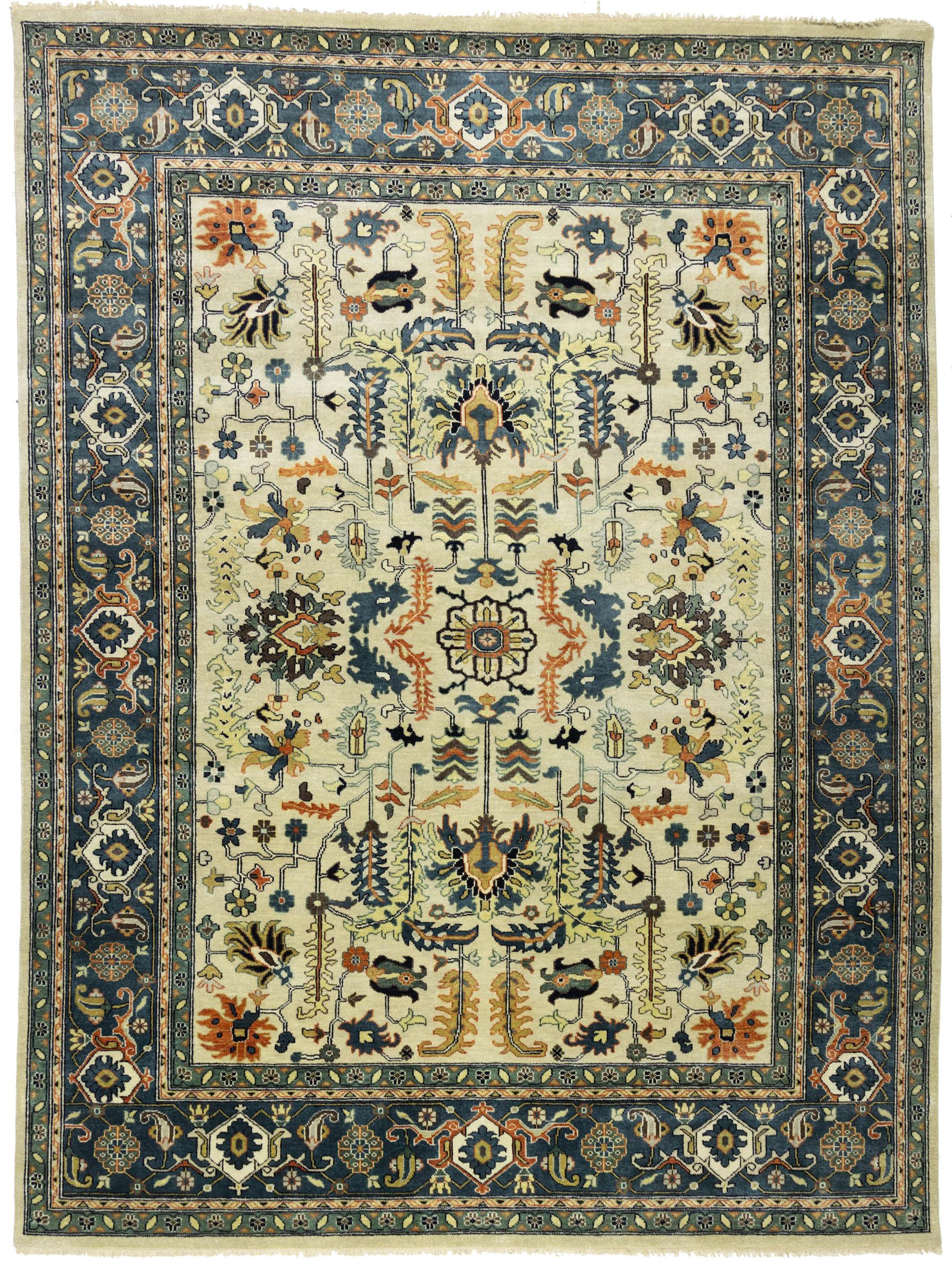 Cream Geometric Transitional 9x12 Chobi Oriental Rug