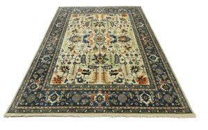 Cream Geometric Transitional 9x12 Chobi Oriental Rug