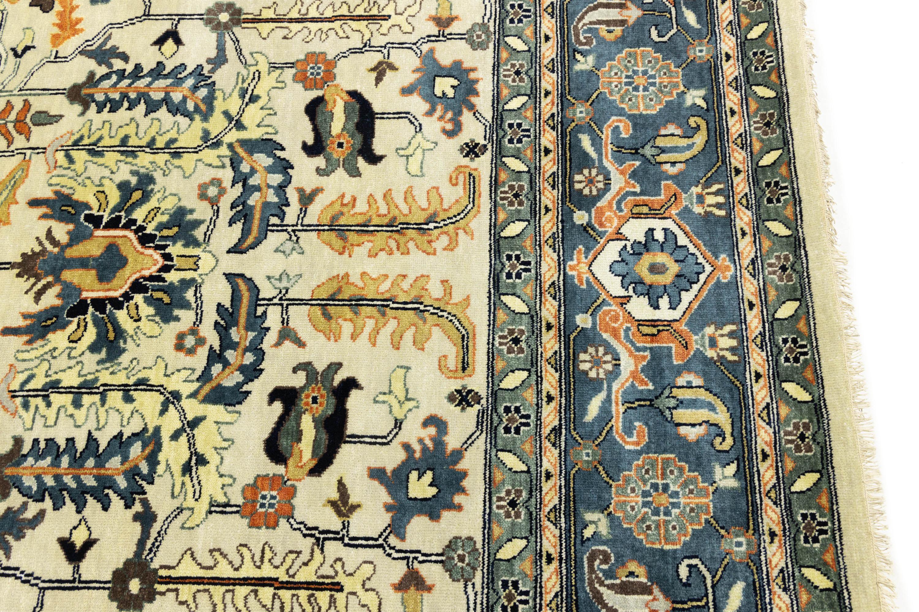 Cream Geometric Transitional 9x12 Chobi Oriental Rug