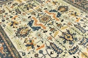 Cream Geometric Transitional 9x12 Chobi Oriental Rug