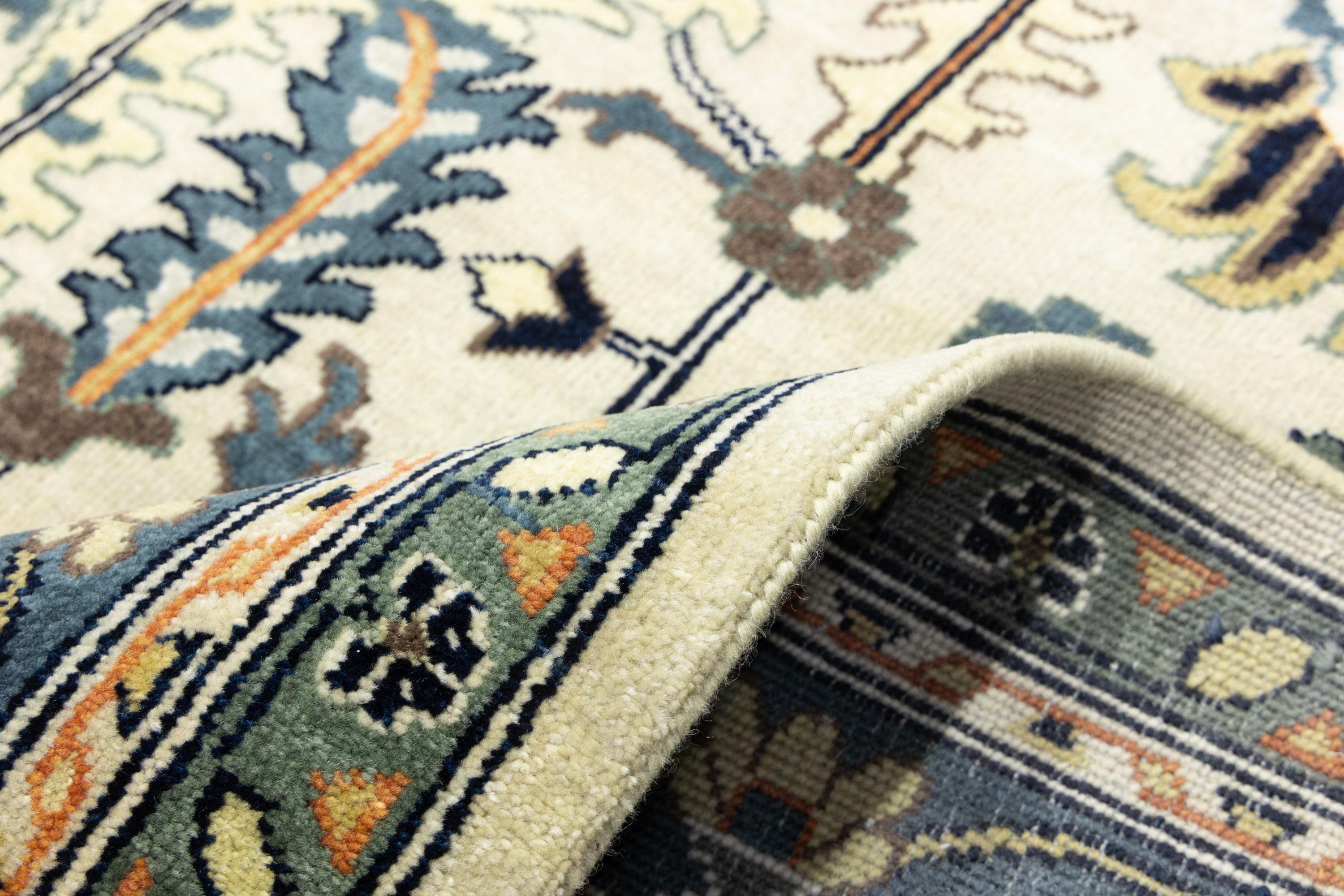 Cream Geometric Transitional 9x12 Chobi Oriental Rug