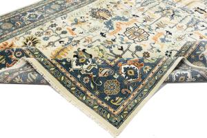 Cream Geometric Transitional 9x12 Chobi Oriental Rug