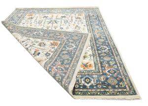 Cream Geometric Transitional 9x12 Chobi Oriental Rug