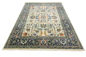 Cream Geometric Transitional 9x12 Chobi Oriental Rug