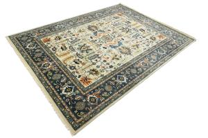 Cream Geometric Transitional 9x12 Chobi Oriental Rug