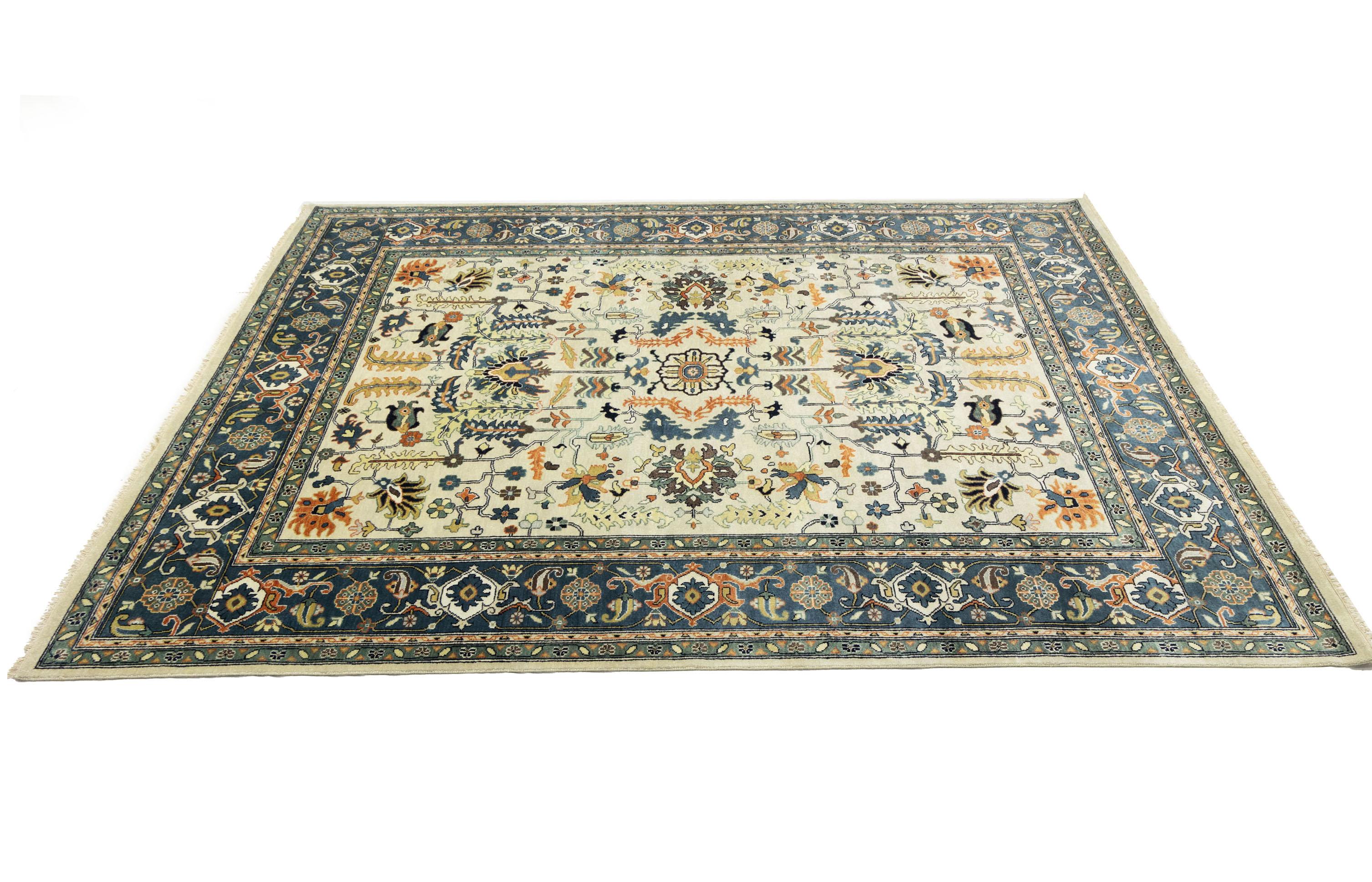 Cream Geometric Transitional 9x12 Chobi Oriental Rug