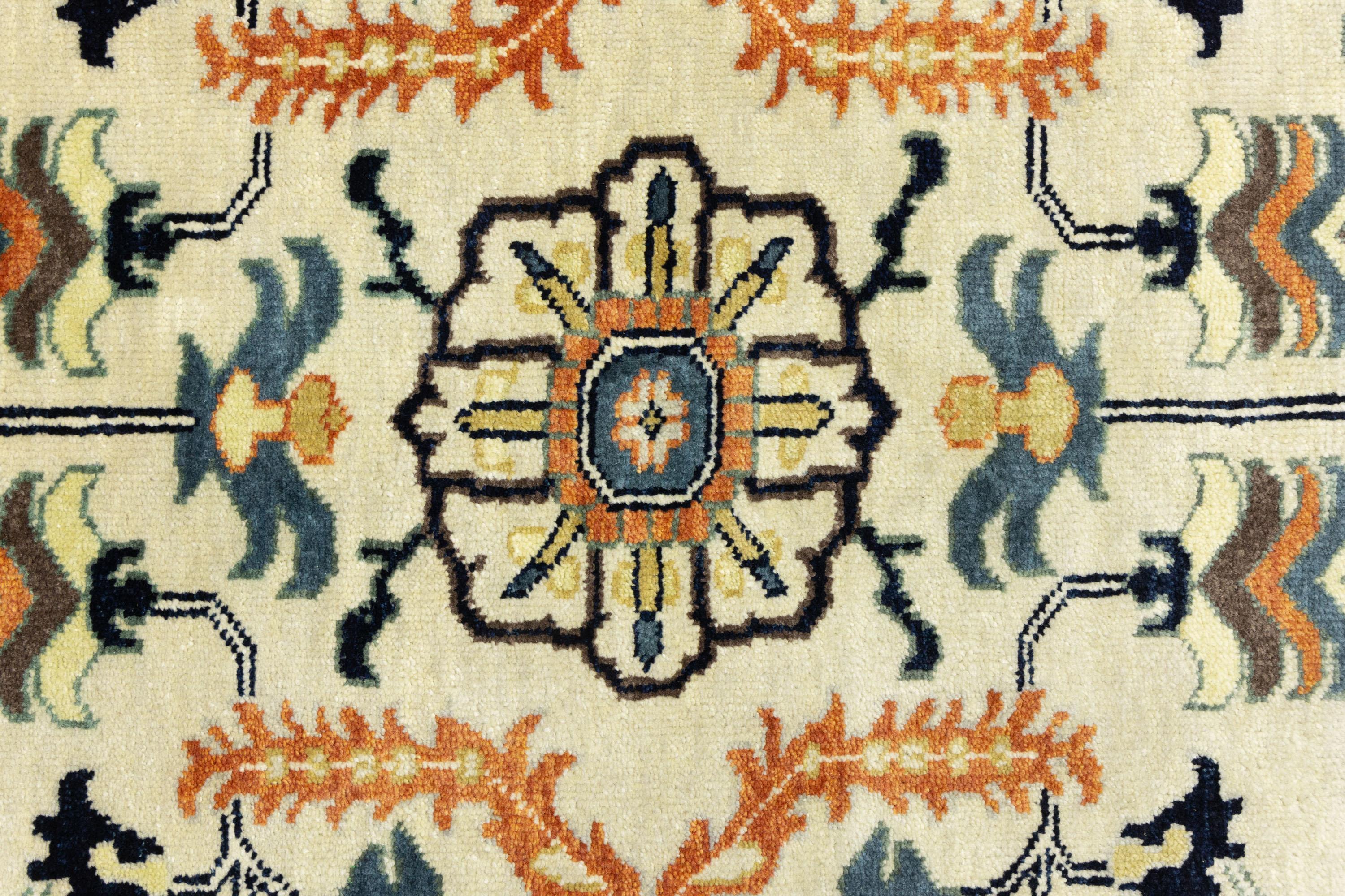 Cream Geometric Transitional 9x12 Chobi Oriental Rug