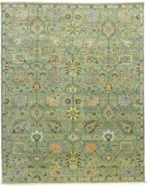 Green Floral 8X10 Oushak Chobi Oriental Rug