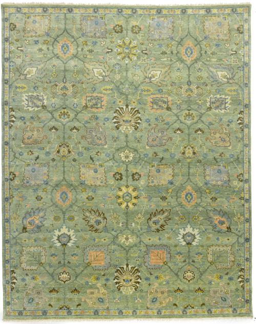 Green Floral 8X10 Oushak Chobi Oriental Rug