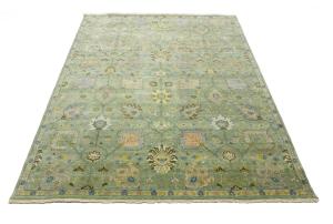 Green Floral 8X10 Oushak Chobi Oriental Rug