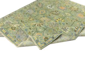 Green Floral 8X10 Oushak Chobi Oriental Rug
