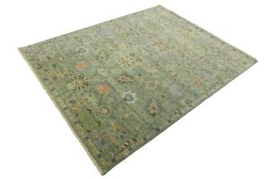 Green Floral 8X10 Oushak Chobi Oriental Rug