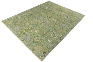 Green Floral 8X10 Oushak Chobi Oriental Rug