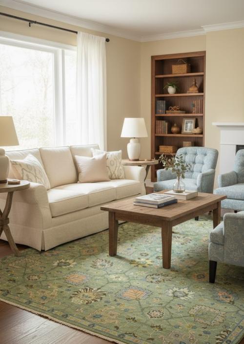 Green Floral 8X10 Oushak Chobi Oriental Rug