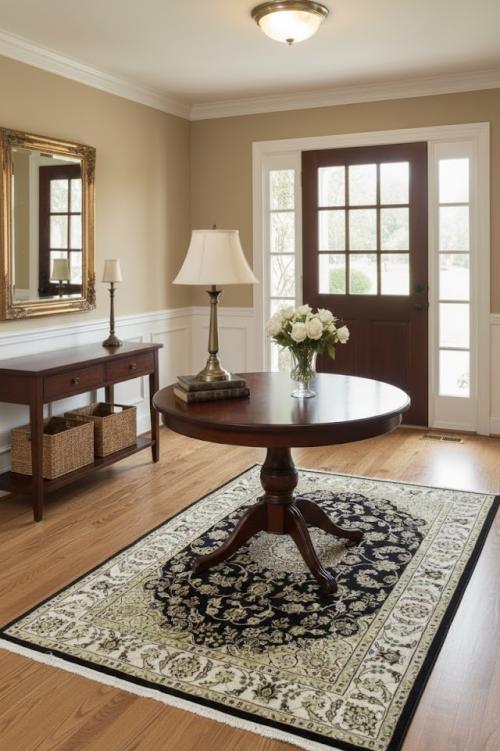 4'0 X 6'2 Hand Knotted Indo-Nain Floral Wool & silk Rug