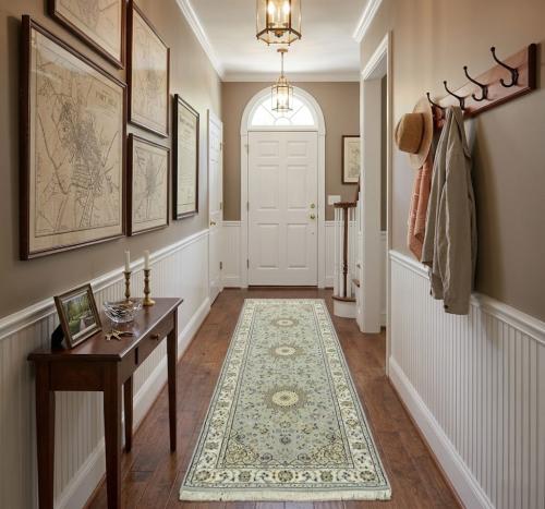 Light Blue Floral 3X8 Indo-Nain Oriental Runner Rug