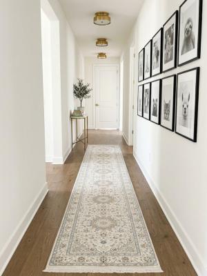 Cream Floral 3X16 Indo-Nain Oriental Runner Rug