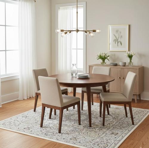 Cream Floral Classic 6X6 Indo-Nain Oriental Square Rug