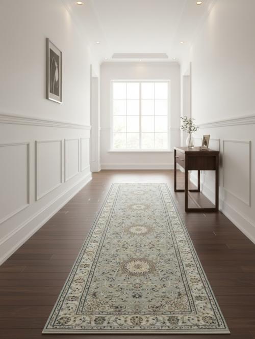 2'10 X 10'4 Light Blue Indo-Nain Hand Knotted Wool Runner Rug