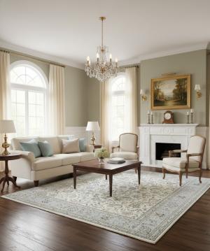 8'0 X 10'1 Cream Indo-Nain Hand Knotted Oriental wool Rug