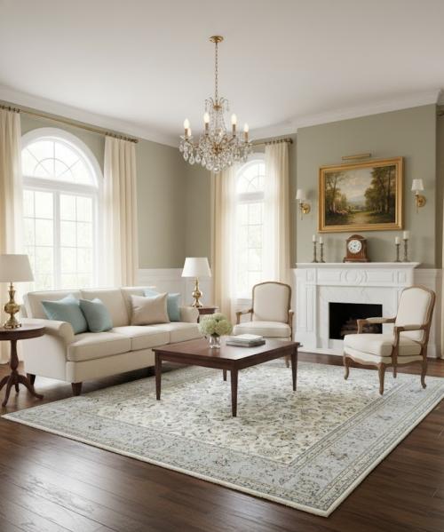 8'0 X 10'1 Cream Indo-Nain Hand Knotted Oriental wool Rug