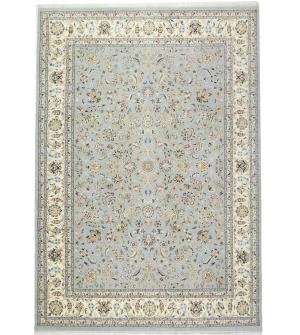 Light Blue Floral 10x14 Indo-Nain Oriental Area Rug