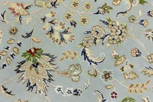 Light Blue Floral 10x14 Indo-Nain Oriental Area Rug