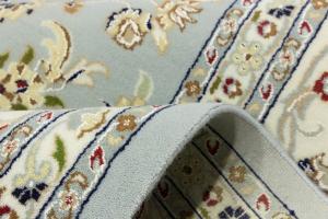 Light Blue Floral 10x14 Indo-Nain Oriental Area Rug