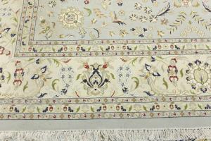 Light Blue Floral 10x14 Indo-Nain Oriental Area Rug