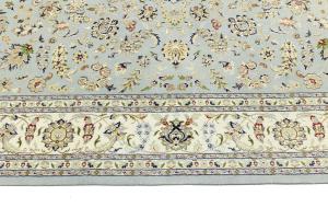 Light Blue Floral 10x14 Indo-Nain Oriental Area Rug