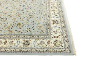 Light Blue Floral 10x14 Indo-Nain Oriental Area Rug