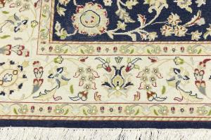 Dark Navy Floral 6X9 Indo-Nain Oriental Rug