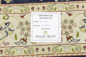Dark Navy Floral 6X9 Indo-Nain Oriental Rug