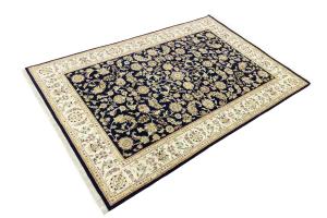 Dark Navy Floral 6X9 Indo-Nain Oriental Rug