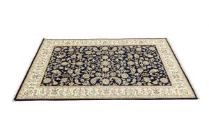 Dark Navy Floral 6X9 Indo-Nain Oriental Rug