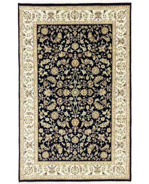 Dark Navy Floral Traditional 5X8 Indo-Nain Oriental Rug