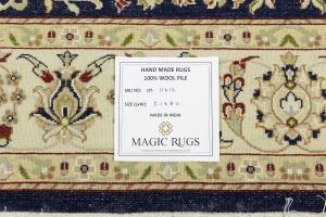 Dark Navy Floral Traditional 5X8 Indo-Nain Oriental Rug