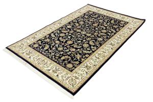 Dark Navy Floral Traditional 5X8 Indo-Nain Oriental Rug
