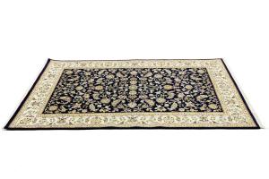 Dark Navy Floral Traditional 5X8 Indo-Nain Oriental Rug