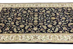Dark Navy Floral Traditional 5X8 Indo-Nain Oriental Rug