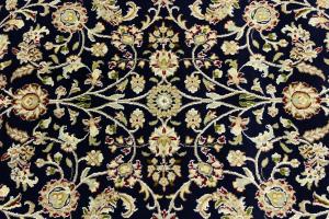 Dark Navy Floral Traditional 5X8 Indo-Nain Oriental Rug
