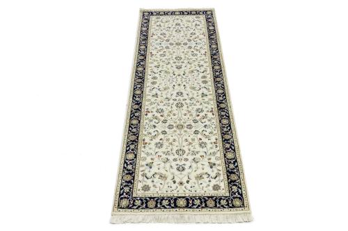 Cream Floral Traditional 2'8X8'1 Indo-Nain Oriental Runner Rug