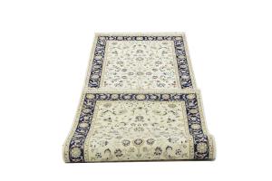 Cream Floral Traditional 2'8X8'1 Indo-Nain Oriental Runner Rug