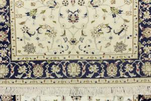 Cream Floral Traditional 2'8X8'1 Indo-Nain Oriental Runner Rug