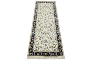 Cream Floral Traditional 2'8X8'1 Indo-Nain Oriental Runner Rug