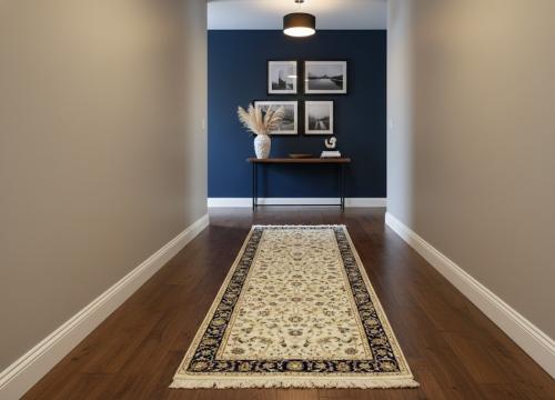 Cream Floral Traditional 2'8X8'1 Indo-Nain Oriental Runner Rug