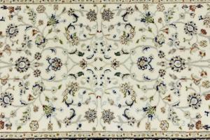 Cream Floral Traditional 2'8X8'1 Indo-Nain Oriental Runner Rug
