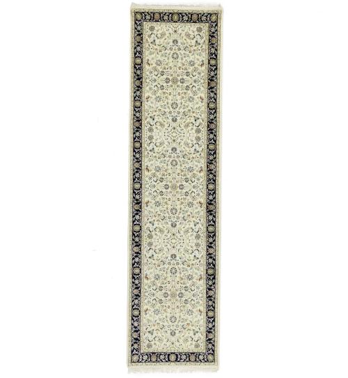 Cream Floral 3X10 Indo-Nain Oriental Runner Rug