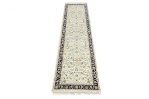 Cream Floral 3X10 Indo-Nain Oriental Runner Rug