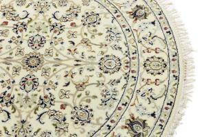 Cream Floral Traditional 4X4 Indo-Nain Oriental Round Rug